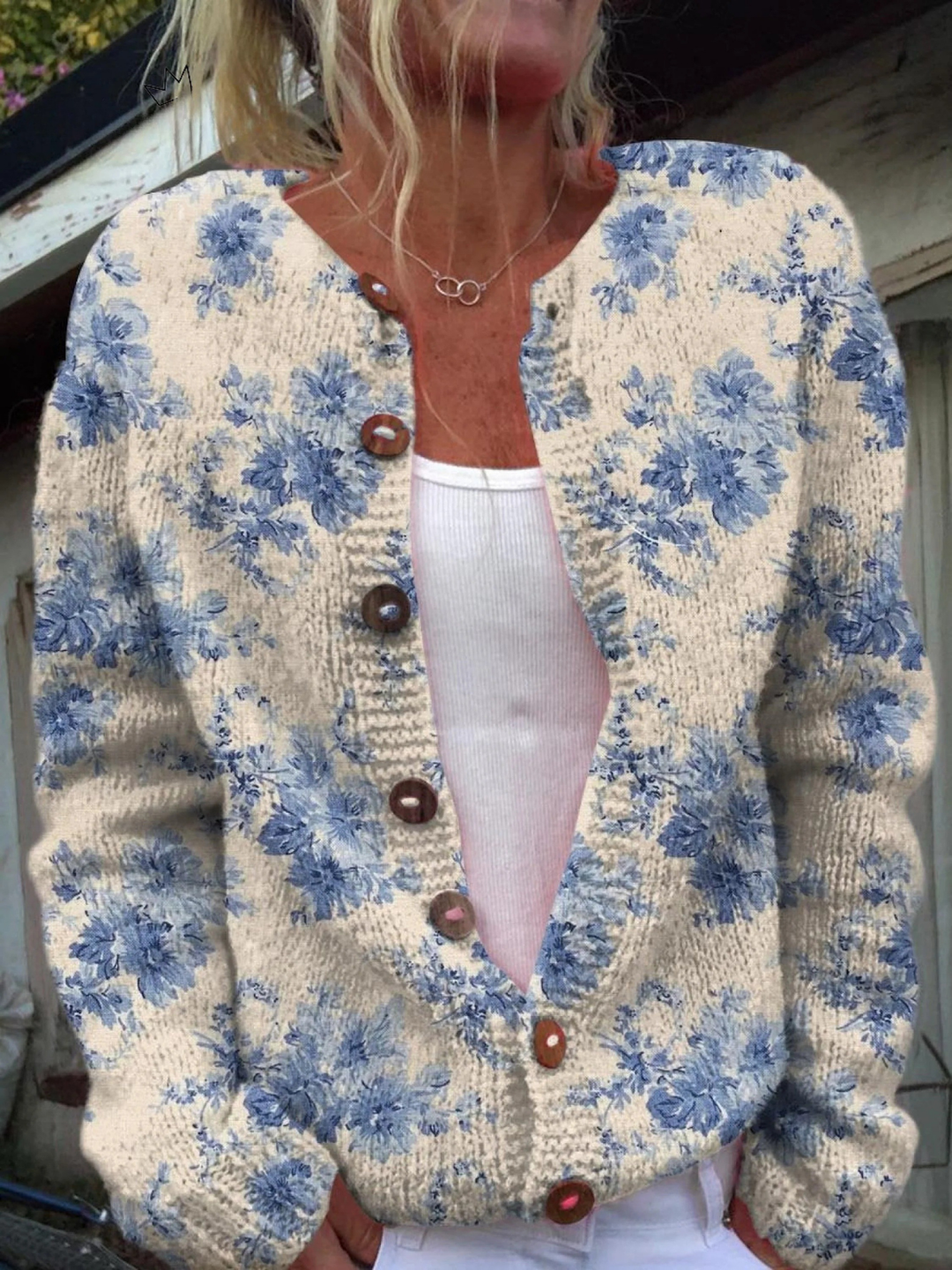 Daysie | Cardigan Vintage con Motivo Floreale