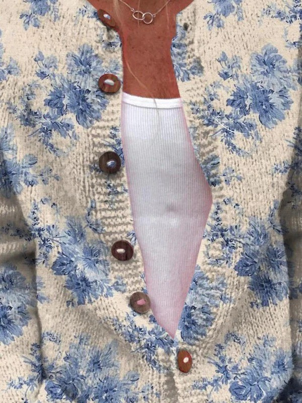 Daysie | Cardigan Vintage con Motivo Floreale