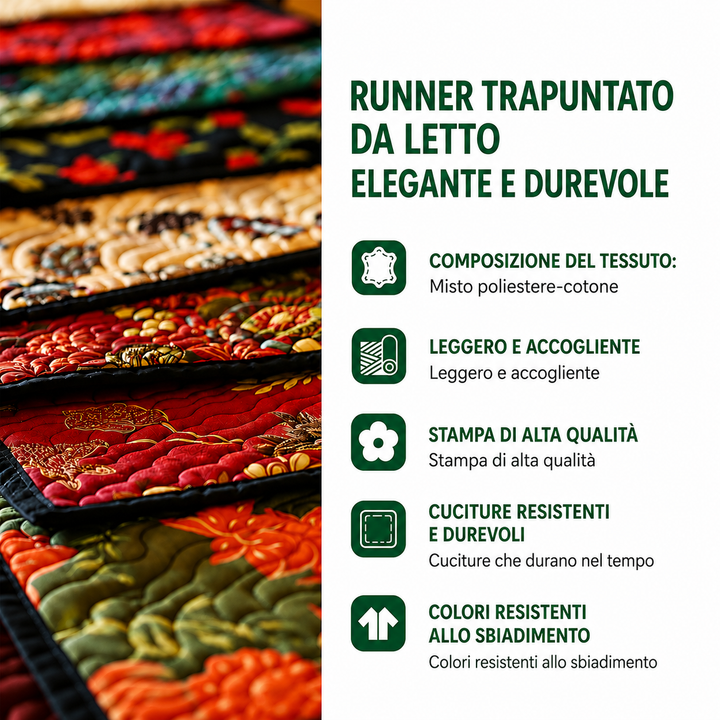 Runner da letto trapuntato Midnight Magnolia NCU0PT7894