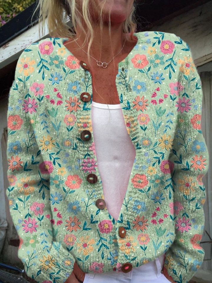 Foxfield | Cardigan vintage con motivo floreale