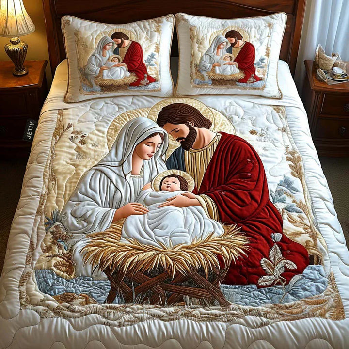 Coperta trapuntata per letto, 3 pezzi - Magia di Babbo Natale