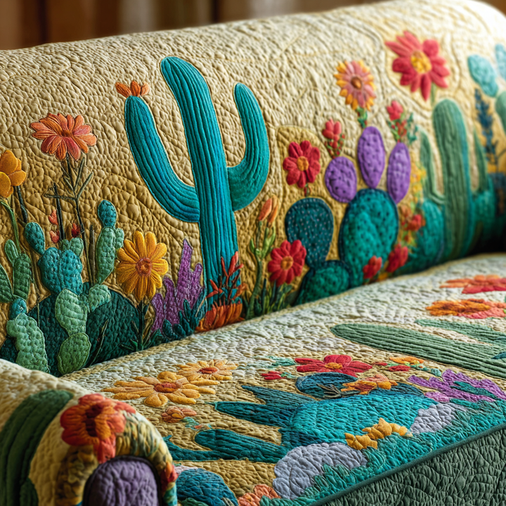 Copridivano trapuntato con cactus al tramonto NCU0DK10840