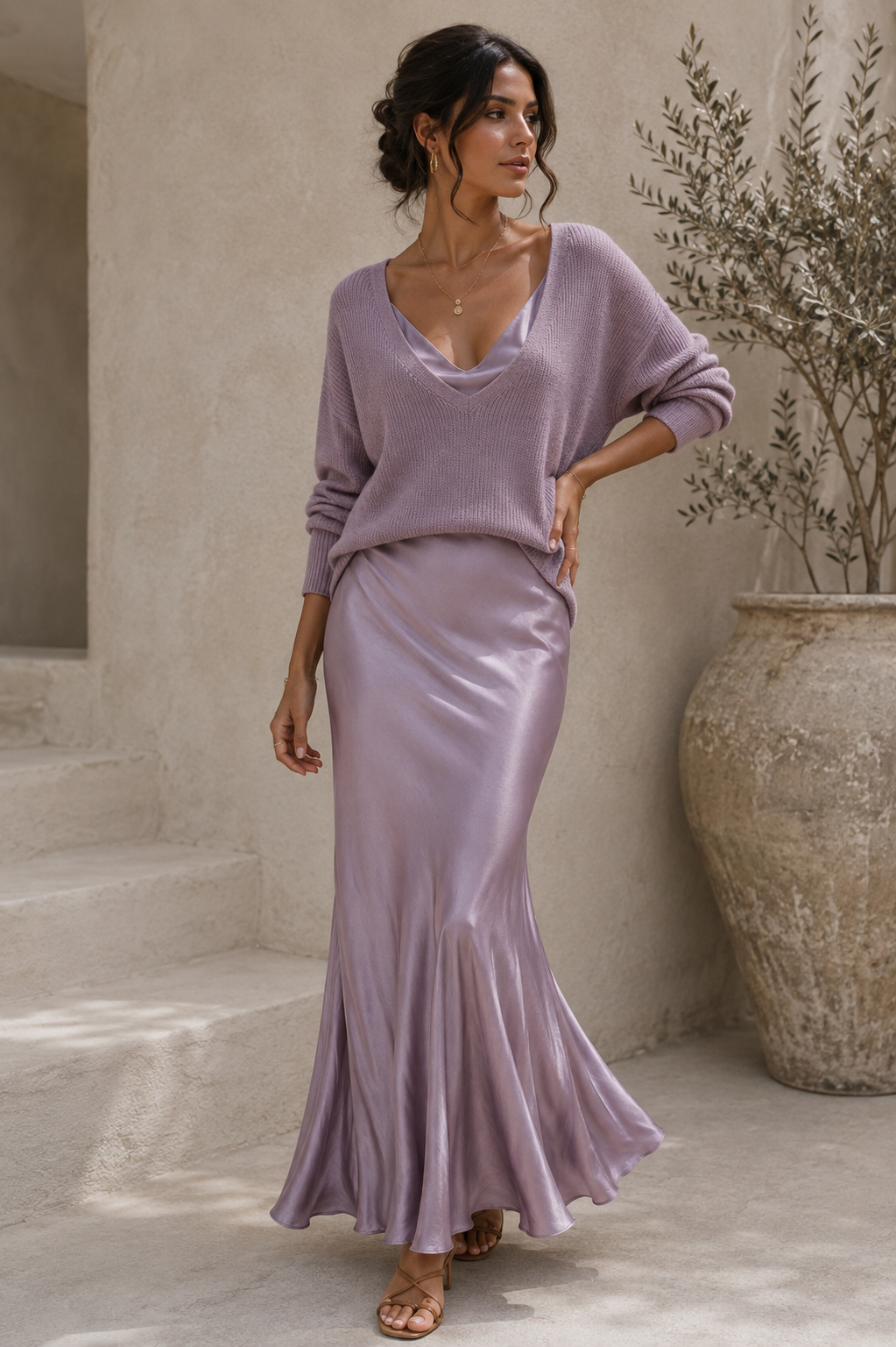 Alma | Abito Elegante in Raso e Jersey