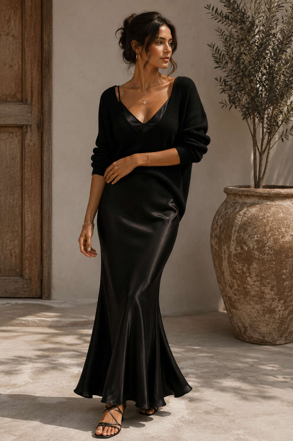 Alma | Abito Elegante in Raso e Jersey
