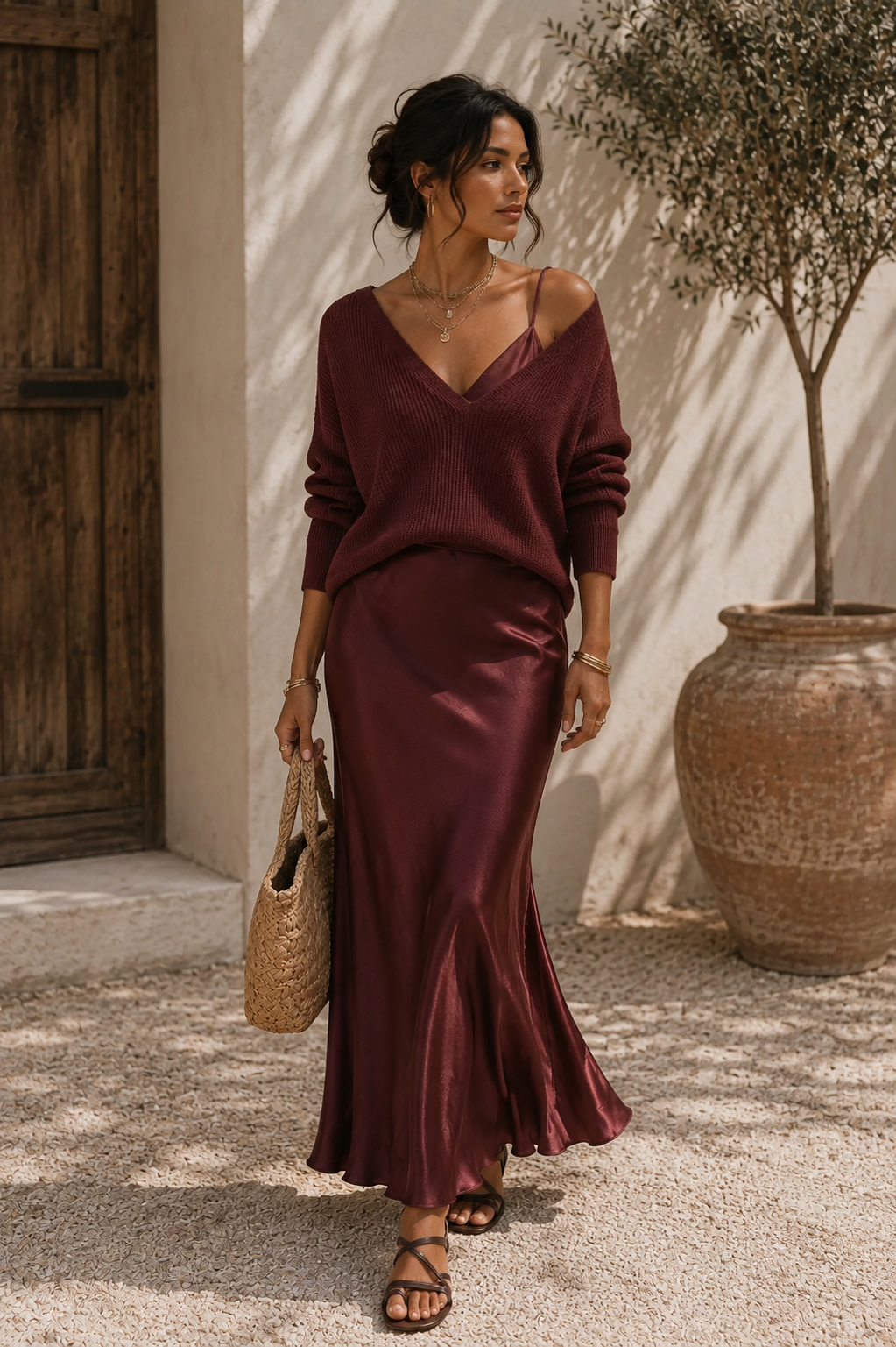 Alma | Abito Elegante in Raso e Jersey