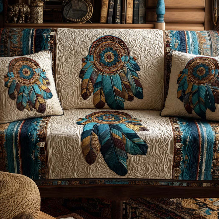 Copridivano trapuntato con motivo decorativo NCU0VT284