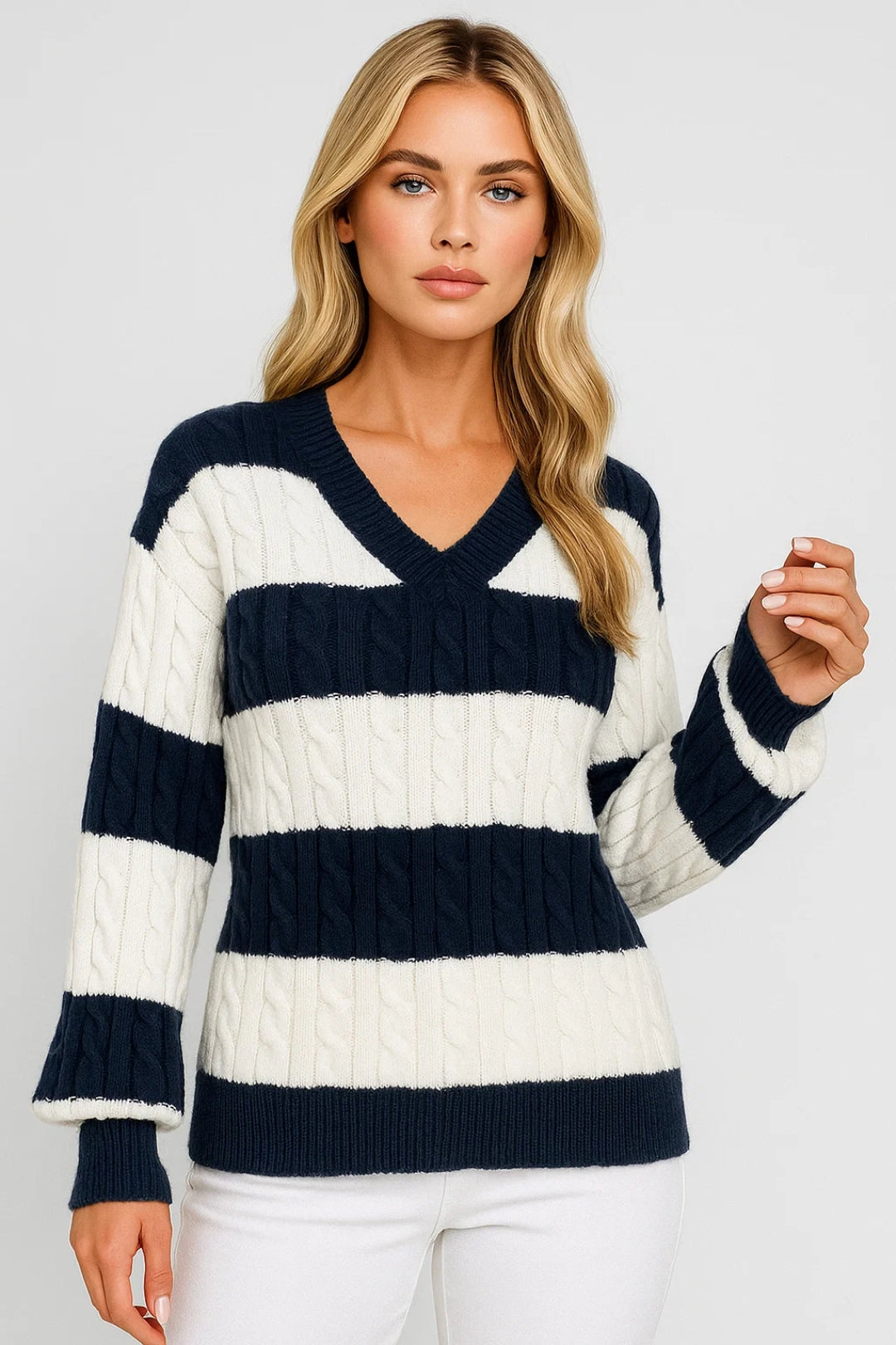 Pinja | Maglia a trecce a righe