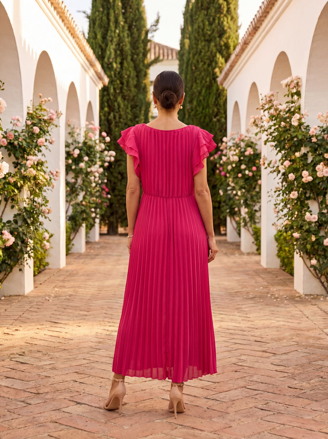 Seraphina | Elegante abito maxi plissettato con vita annodata