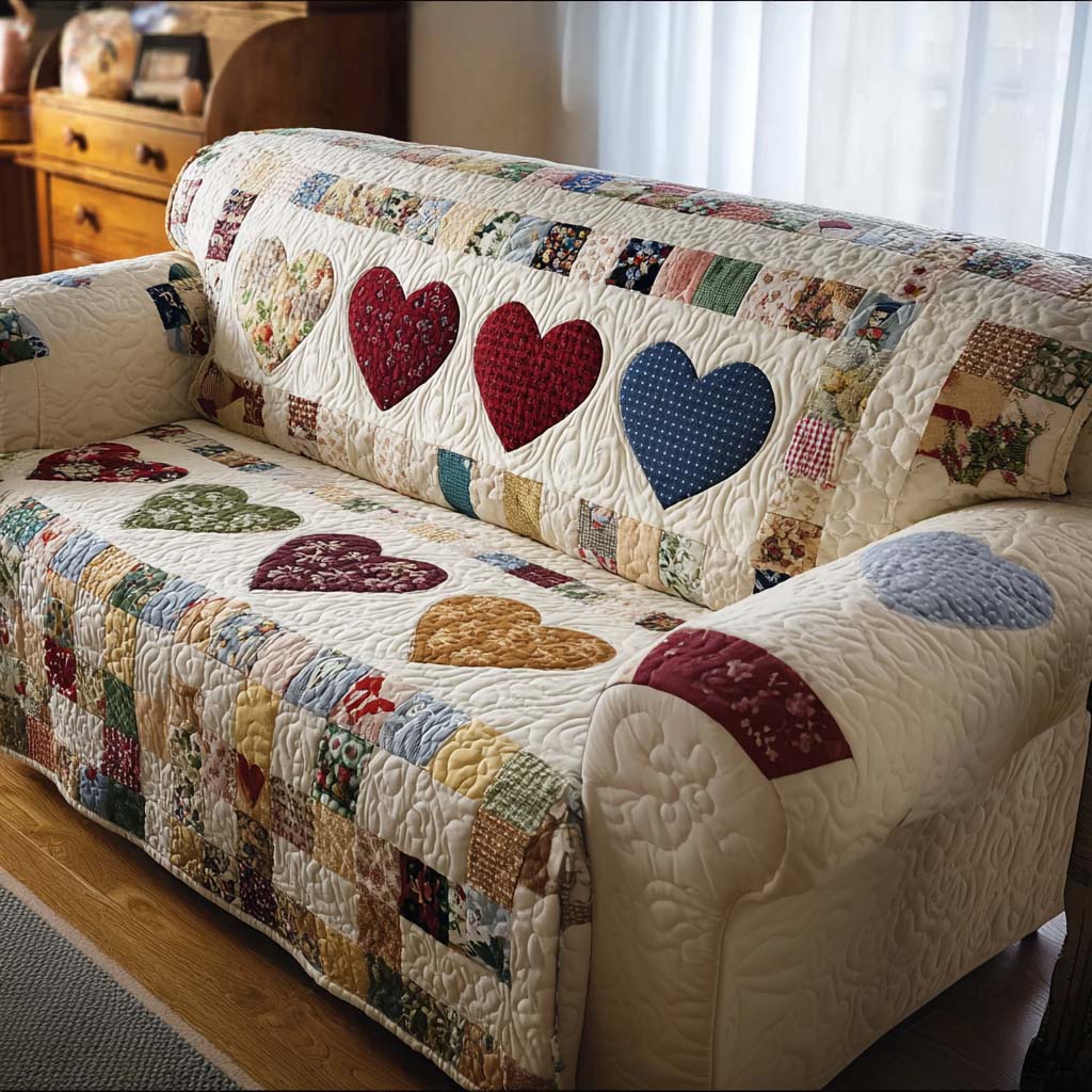 Copridivano trapuntato con motivo decorativo NCU0NT11528