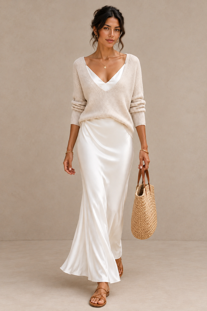 Alma | Abito Elegante in Raso e Jersey