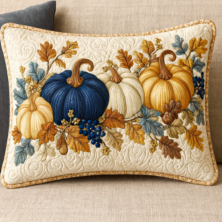 Cuscino decorativo trapuntato con raccolto rustico blu NCU0NT8575