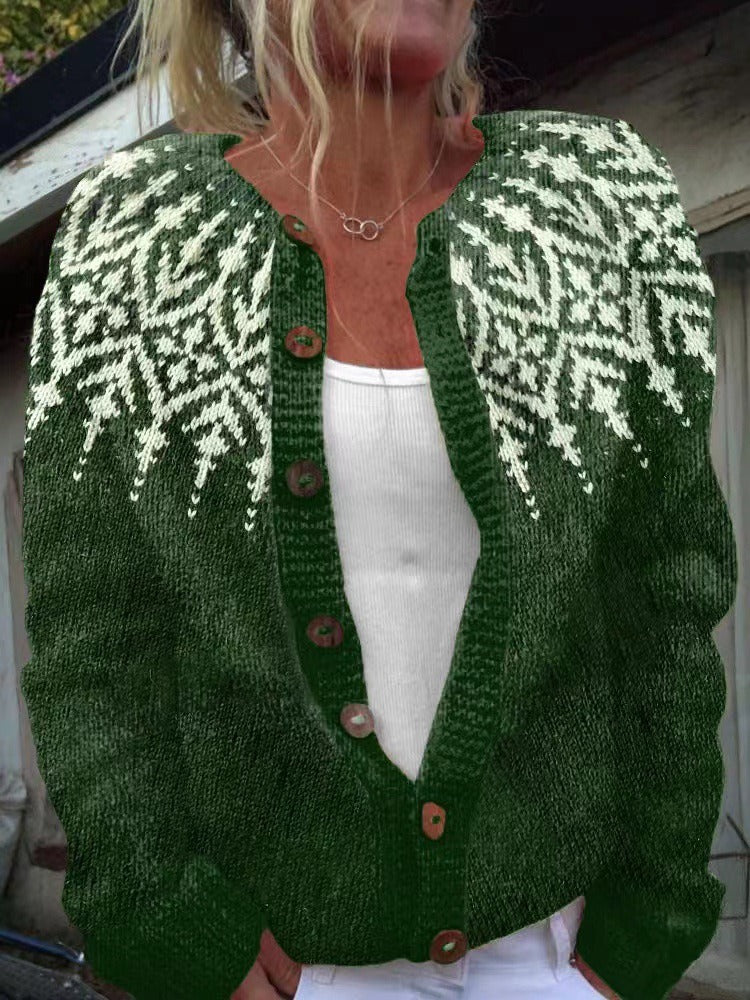 Vuokko | Cardigan verde e bianco