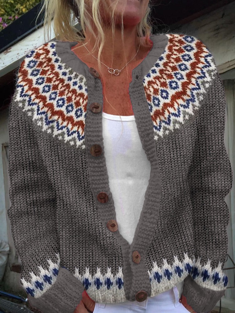 Ilona | Cardigan in maglia color terra