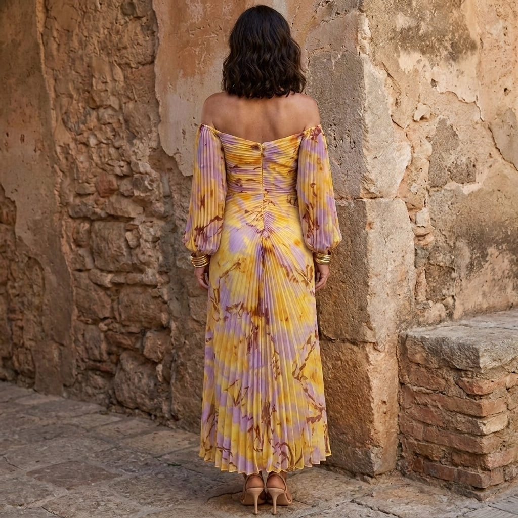 Gregoria™ | Abito Lungo Floreale con Scollatura Profonda