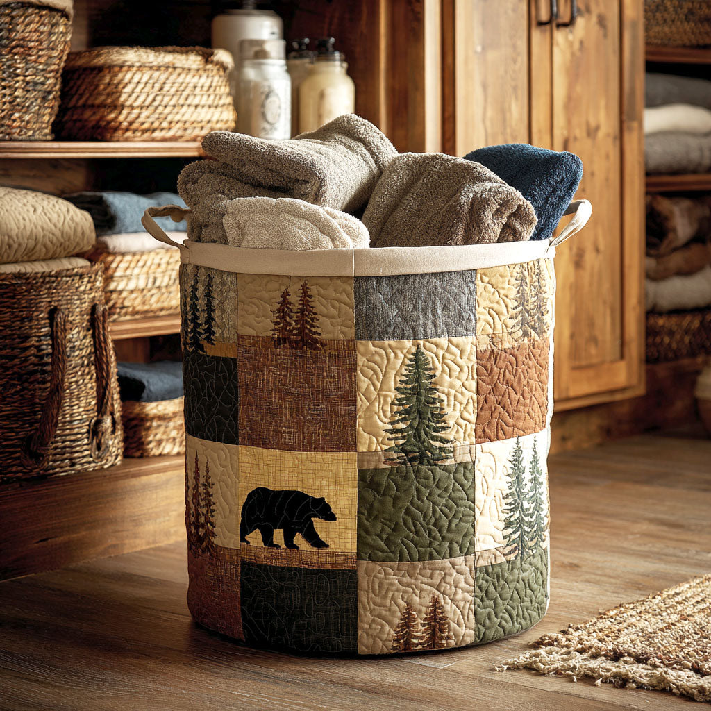 Cesto imbottito con foresta in patchwork