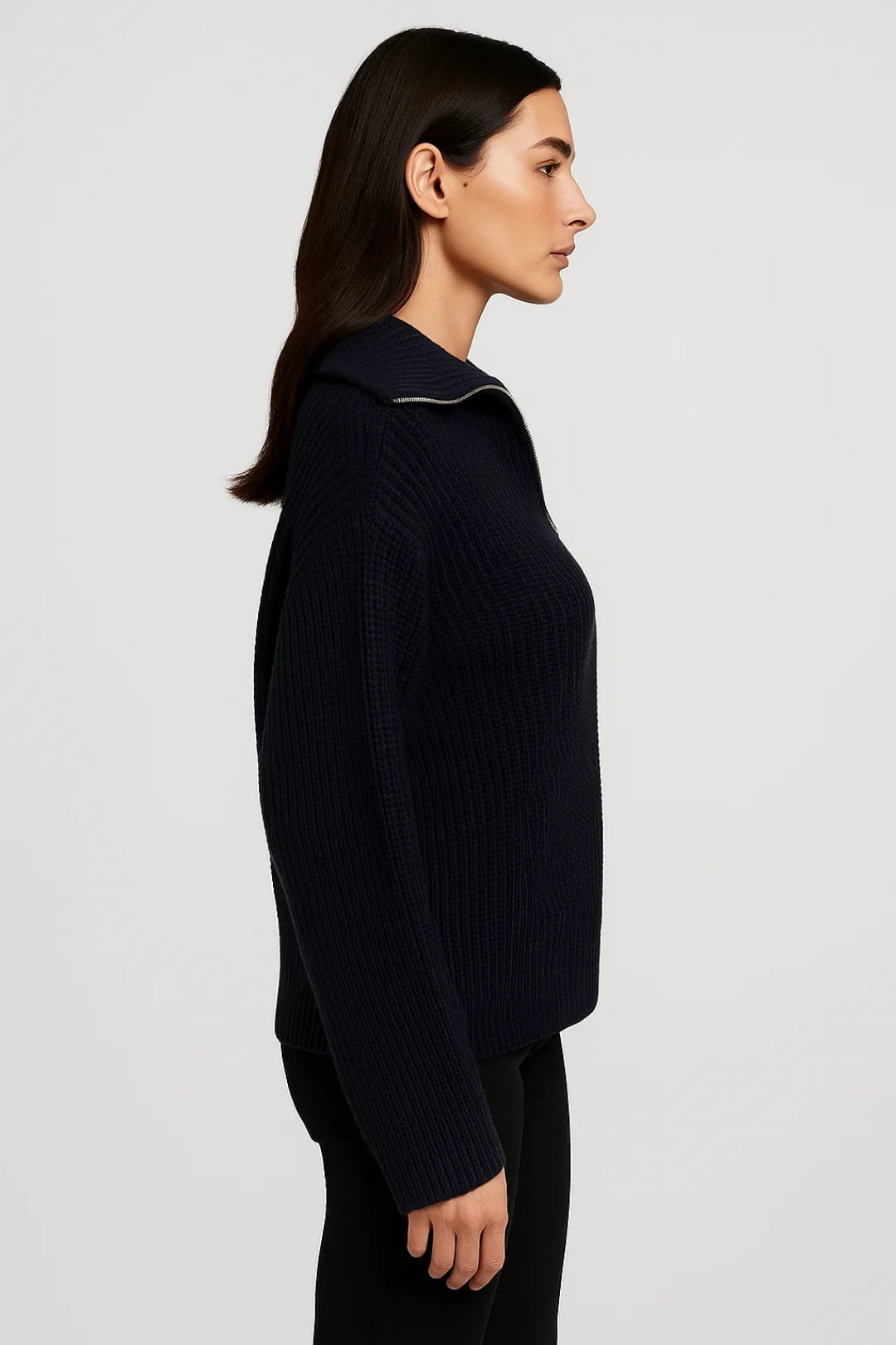 Minttu | Maglione a costine con zip sul collo
