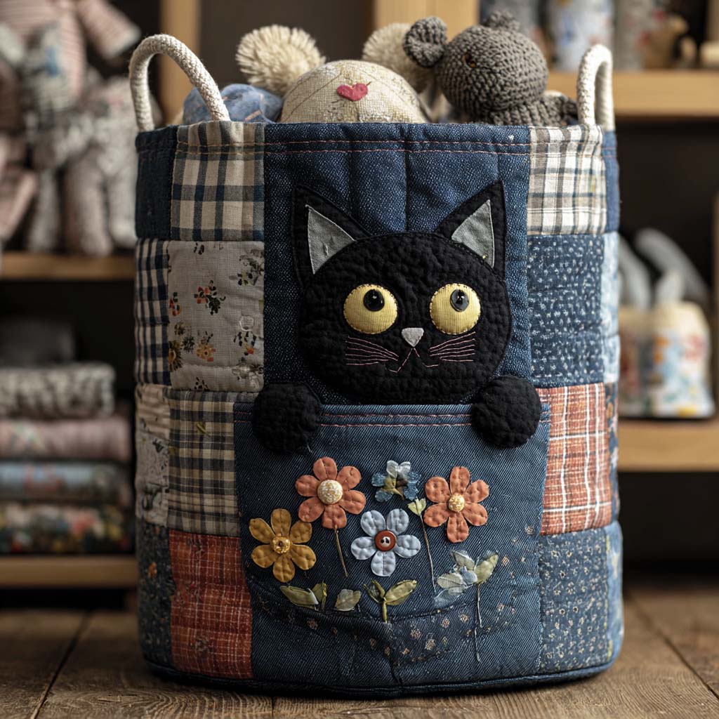 Cesto portabiancheria – Denim Kitty