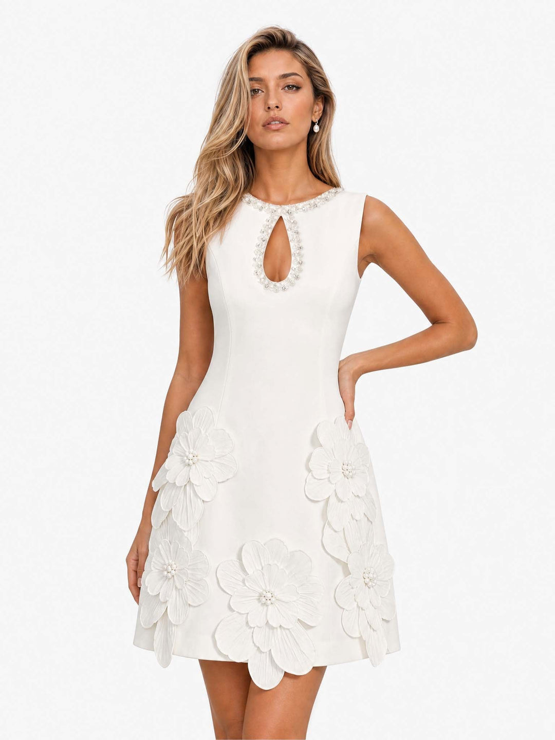 Abito mini elegante senza maniche con cut-out
