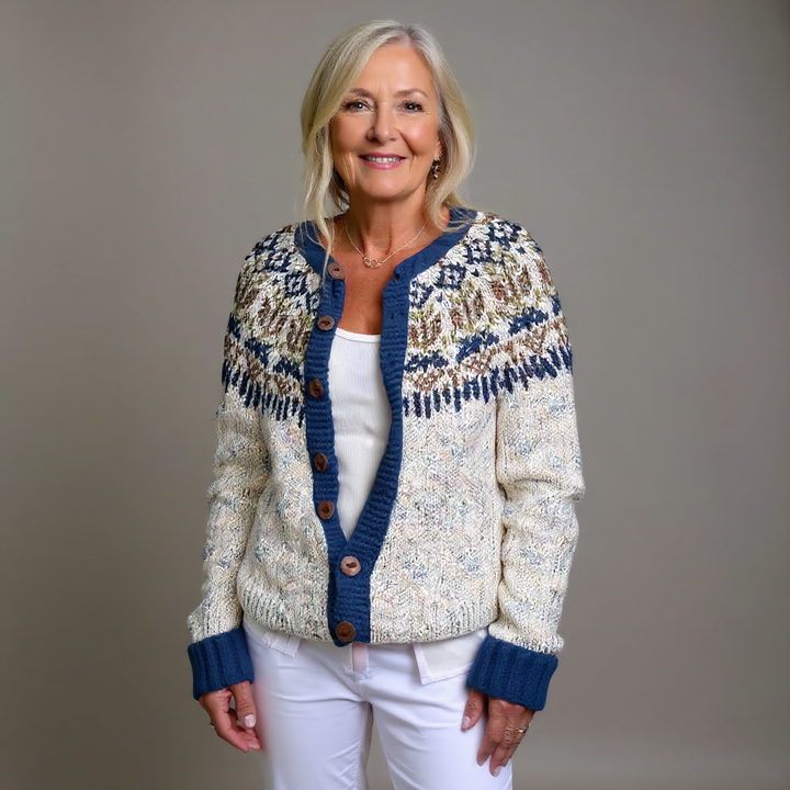 Venla | Cardigan blu e bianco