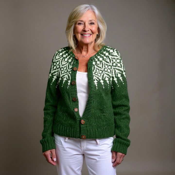 Vuokko | Cardigan verde e bianco