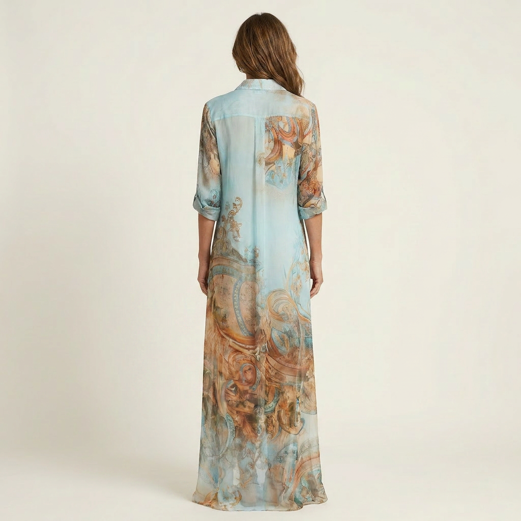 AliceLeon™ | Maxi Vestito Camicia in Seta