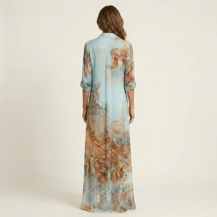 AliceLeon™ | Maxi Abito a Camicia in Seta