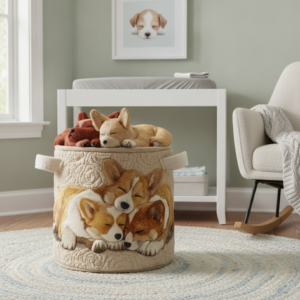 Cesto Portabiancheria – Sogni di Corgi in Vacanza
