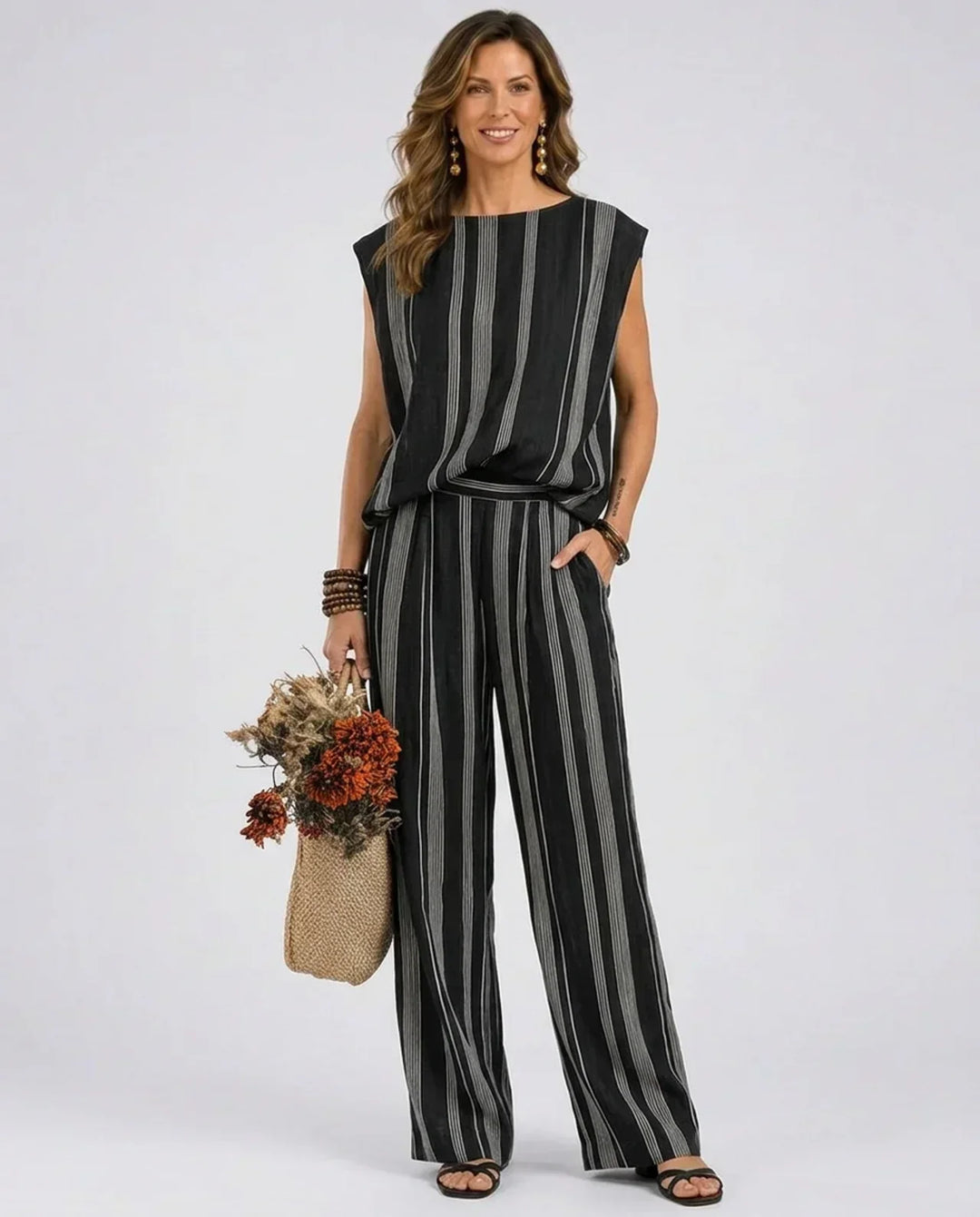 Alessia - Elegante completo a righe due pezzi
