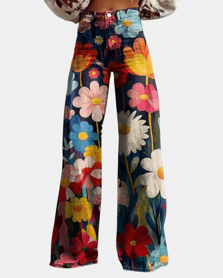 Simone | Pantaloni a zampa a fiori