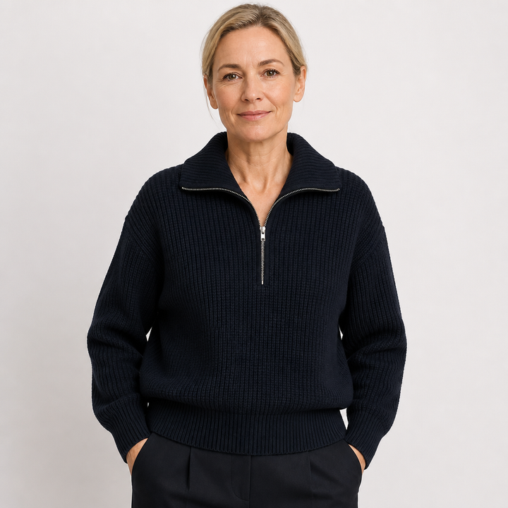 Minttu | Maglione a costine con zip sul collo