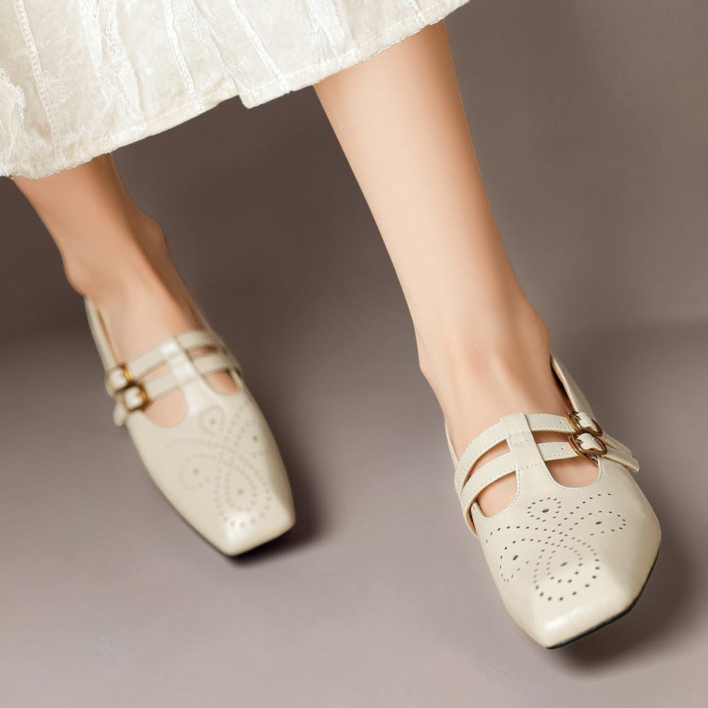DORA | Scarpe da donna Pauline con doppia fibbia traforate