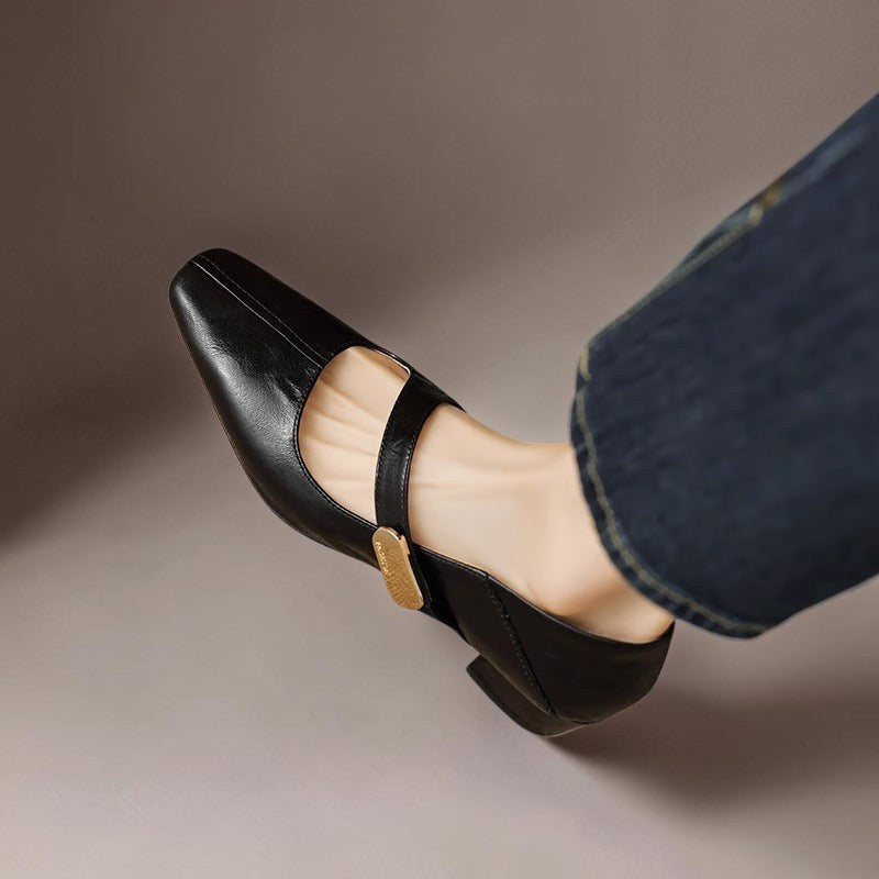 DORA | Ballerine a Punta Quadrata con Morsetto Dorato per Donna Juliette