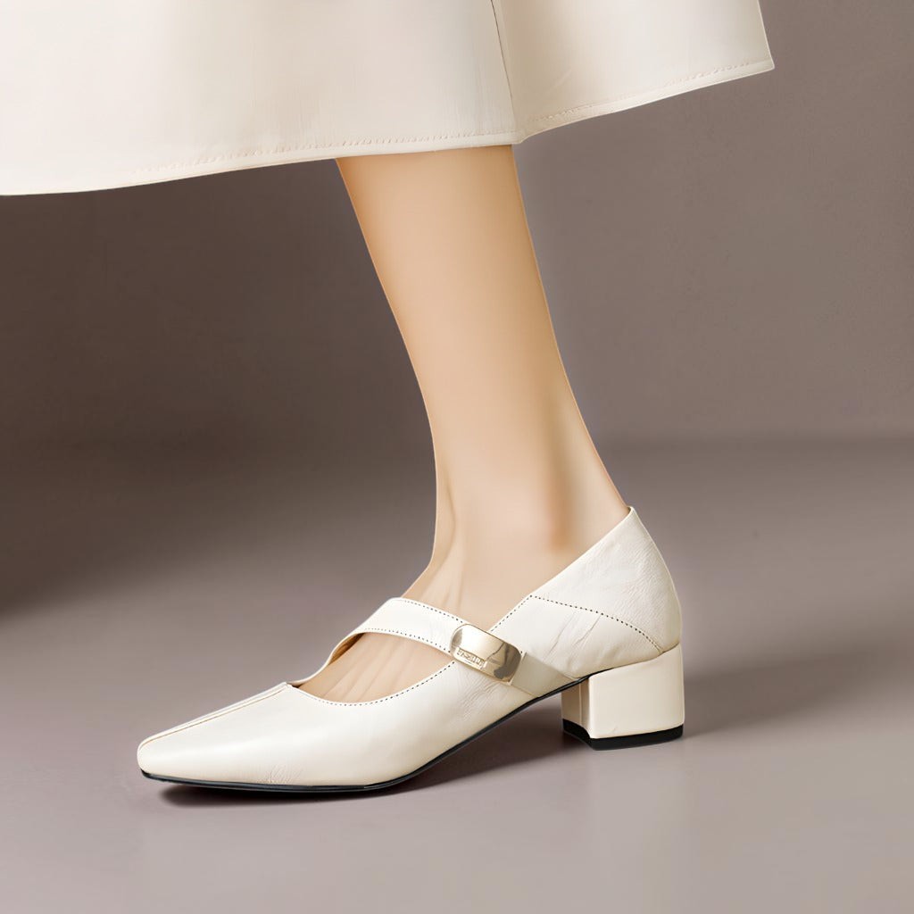 DORA | Ballerine a Punta Quadrata con Morsetto Dorato per Donna Juliette