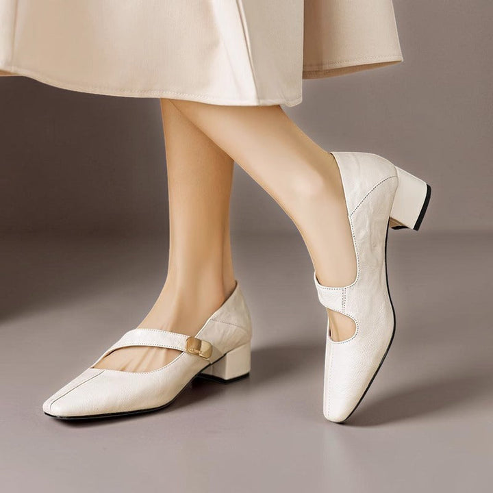 DORA | Ballerine a Punta Quadrata con Morsetto Dorato per Donna Juliette