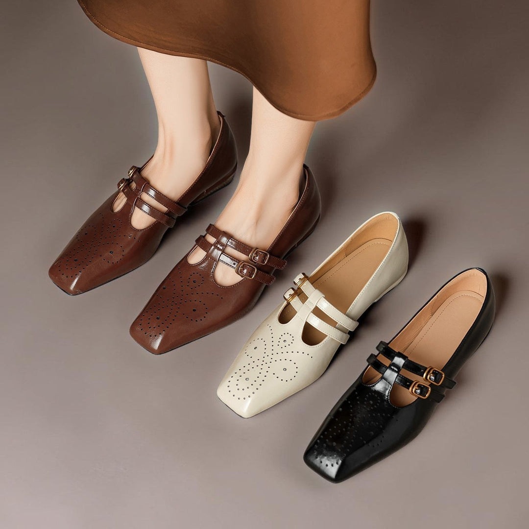 DORA | Scarpe da donna Pauline con doppia fibbia traforate